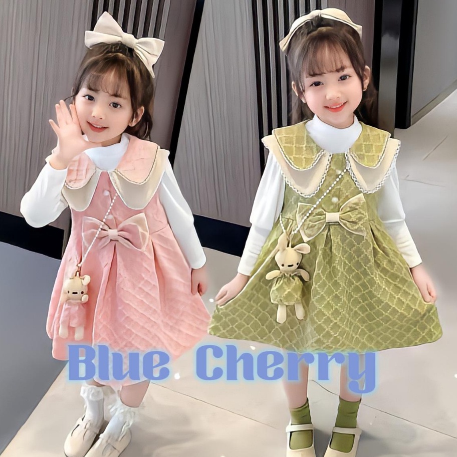 WRLG6430 ✔✔SALE✔✔  (6Bulan-7Tahun) Dress Anak Pesta Perempuan Impor Lengan Panjang Korea Style Free Tas Boneka