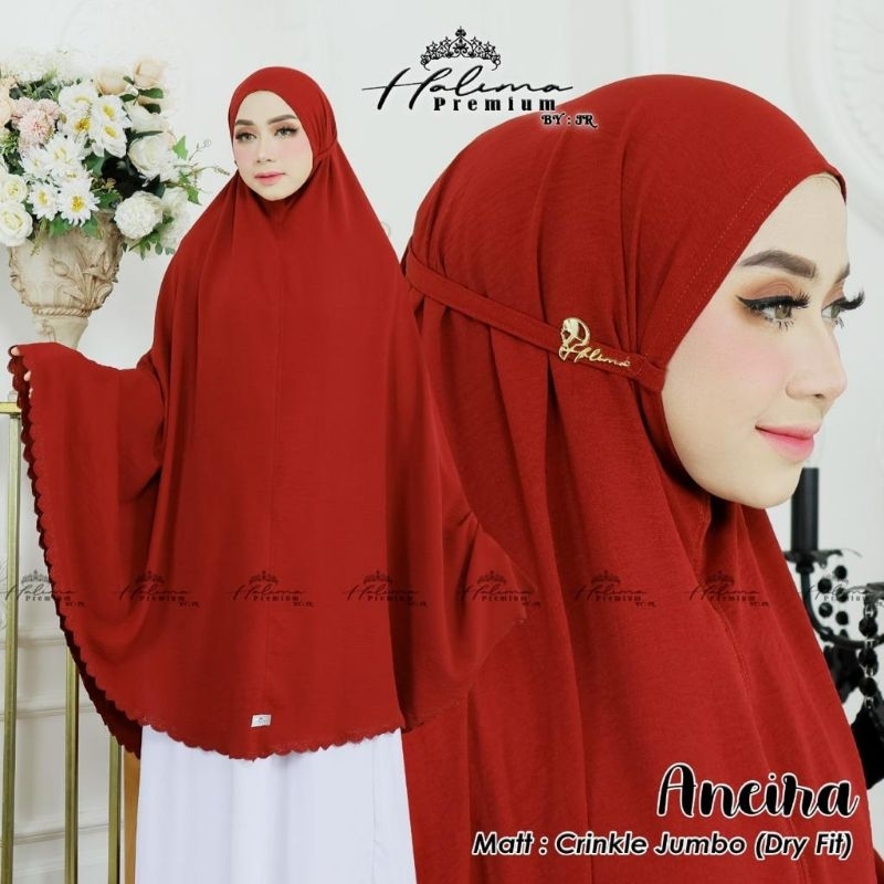khimar syari aneira bahan crinkle by halima / jilbab jumbo / bergo syari