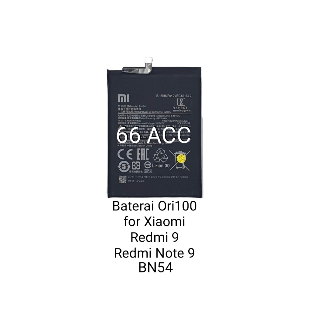 Baterai Ori100 for XIAOMI Redmi 9 / Redmi Note 9 / BN-54 / BN54