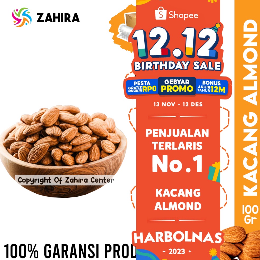 

Max Sale Kacang ALMOND Kupas Matang Panggang Roasted 100gr Tanpa Kulit Camilan Diet, Sehat, Gurih dan Renyah