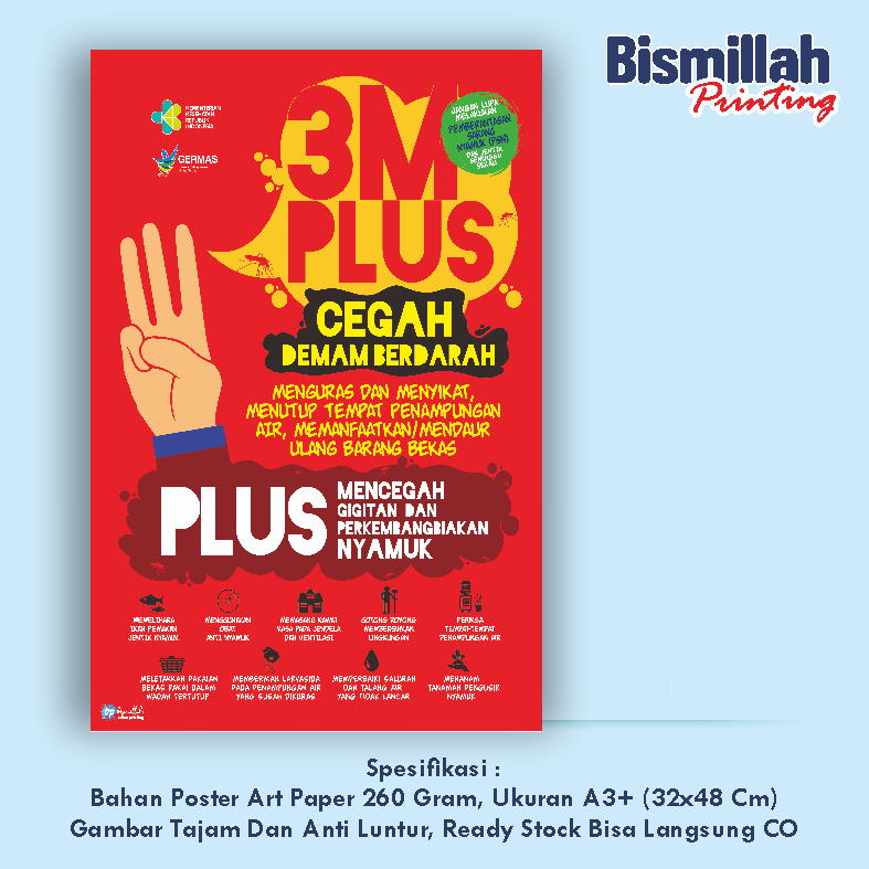 

Poster Kesehatan 3M Plus Cegah Demam Berdarah
