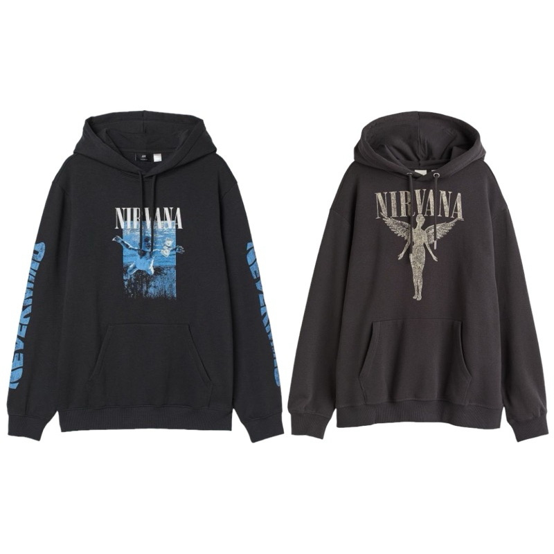 Hoodie Unisex HM Sablon Nirvana Black Hitam, In Utero Dark Grey, Flecee Katun