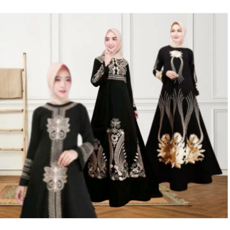abaya hitam turkey bordir tangan, abaya arab