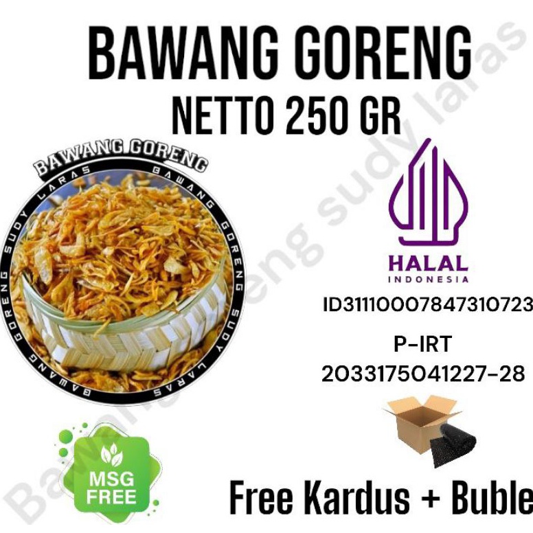 

Buy here Bawang Goreng asli Brebes&sumenep 250 Gr