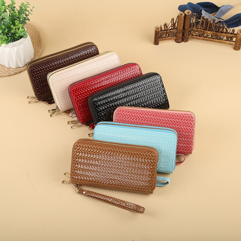 Dompet panjang wanita Premium Dompet Anyaman Dompet Pesta 2 Resleting Dompet Kartu uang HP Branded