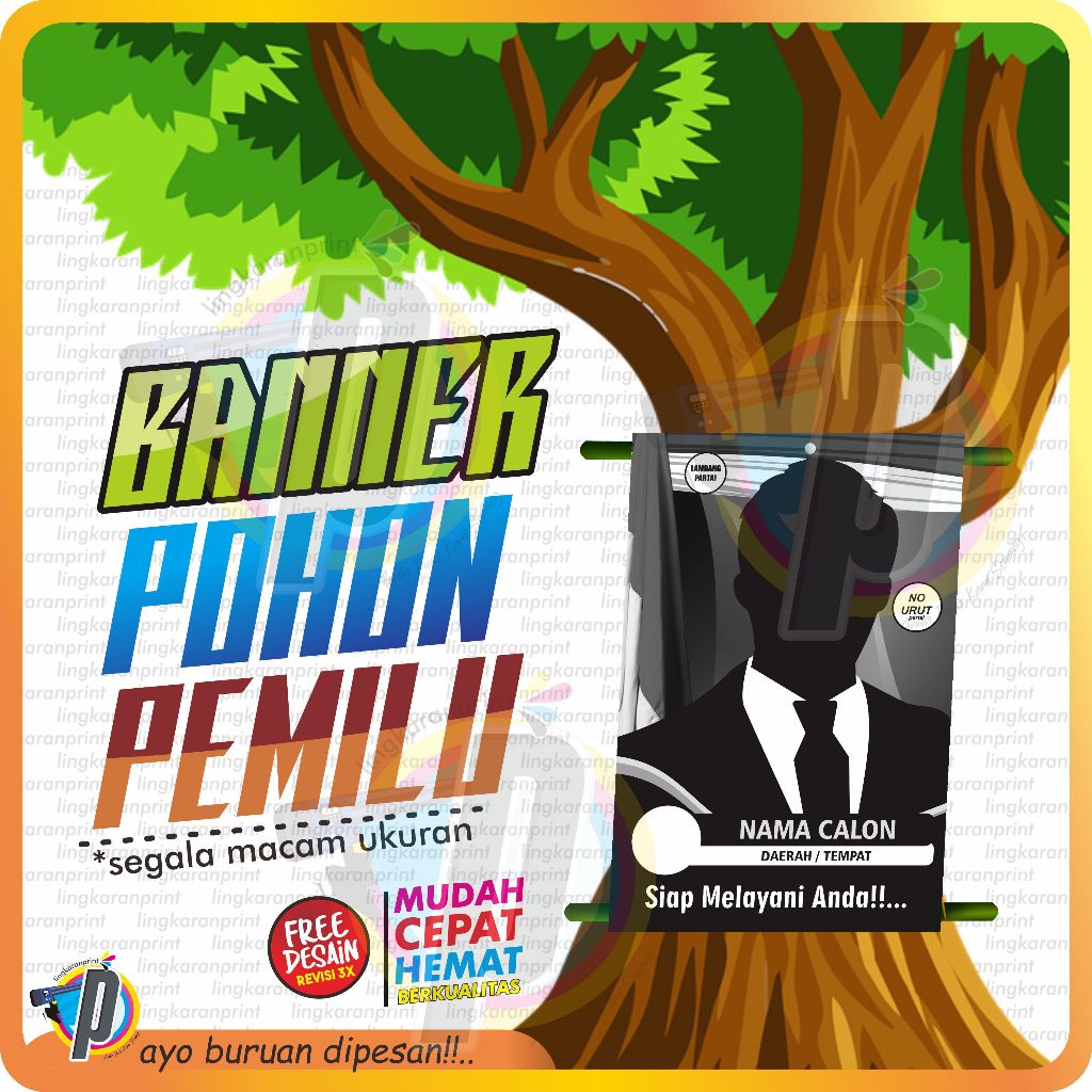 SPANDUK POHON PEMILU CALEG/ SPANDUK POHON PEMILU/ BANNER POHON CALEG