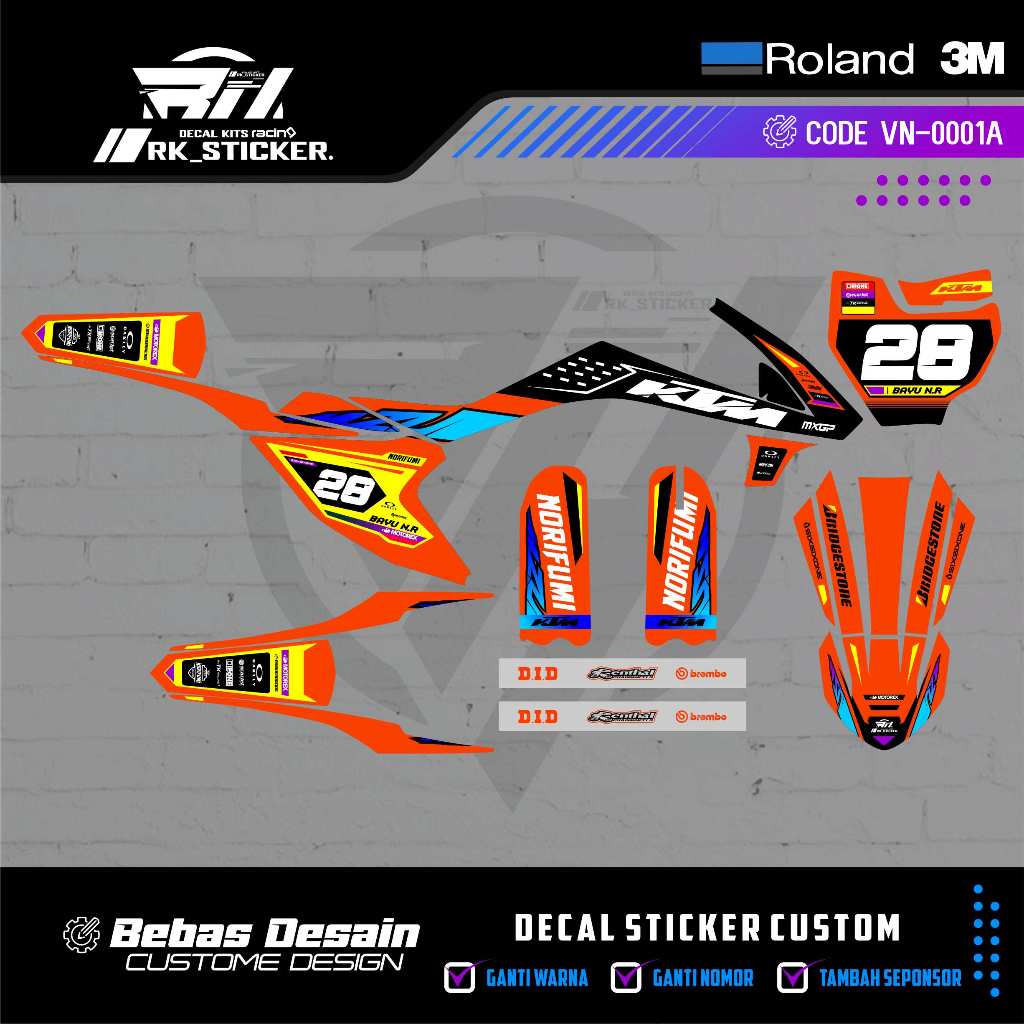 DECAL RXF 50 CC / KTM 50 CC / KTM 65 CC FREE CUSTOME DESIGN MINI MOTO