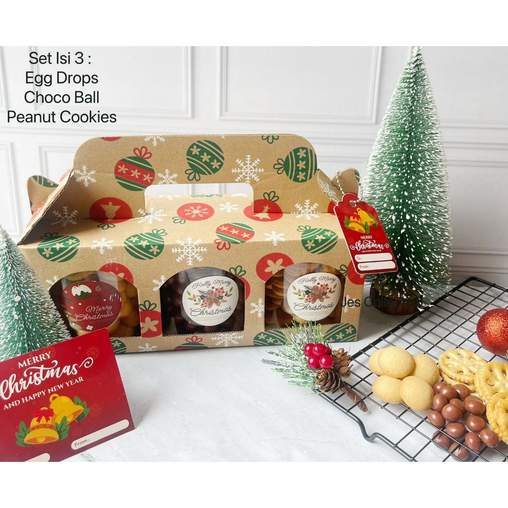

HAMPERS NATAL MURAH KADO NATAL GIFTBOX ISI 3 JAR COOKIES 600ML