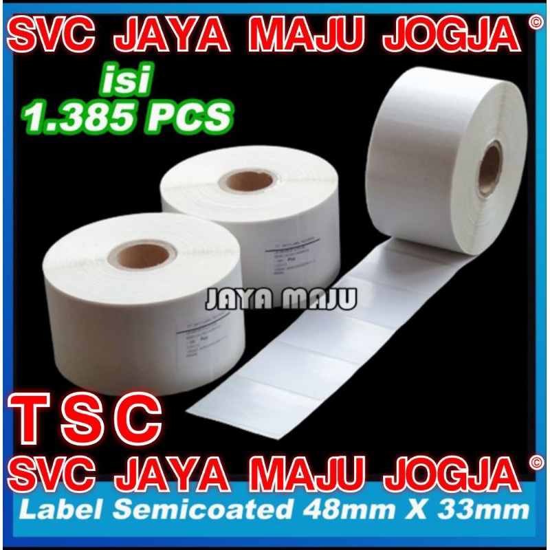 

[ TSC ] 48 X 33 - 1 LINE SEMICOATED - FACE IN - ISI 1.385 PCS || CORE 1" || LABEL BARCODE THERMAL TRANSFER PAKAI RIBBON - APOTEK OBAT LABORATORIUM RUMAH SAKIT KONVEKSI SPAREPART MOTOR MOBIL || 48X33 - TTP244PRO TTP244 PRO TTP542 TTP 542