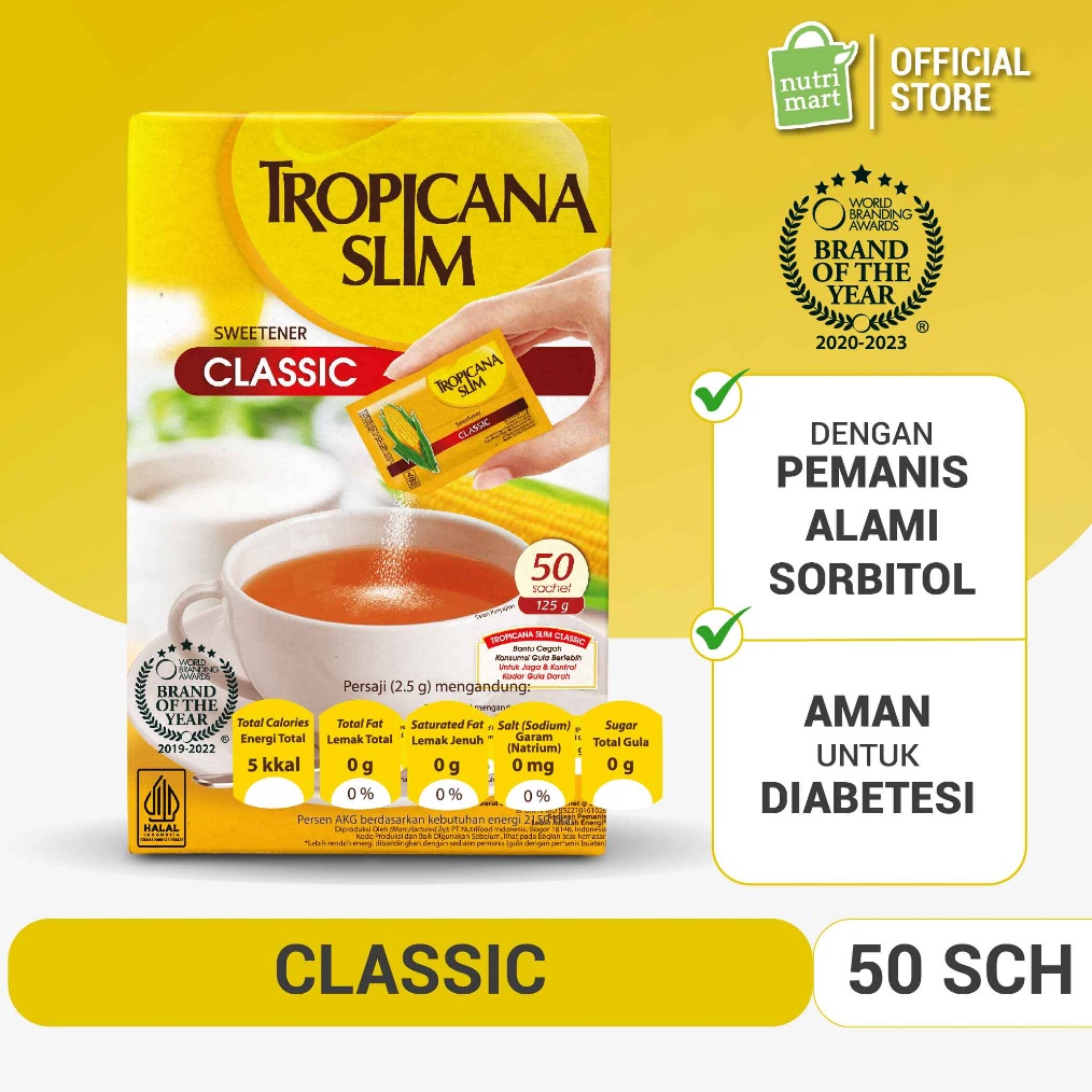 

12.12 Fasion sale Tropicana Slim Sweetener Classic 50 Sachet - Pemanis untuk Bantu Batasi Gula !!