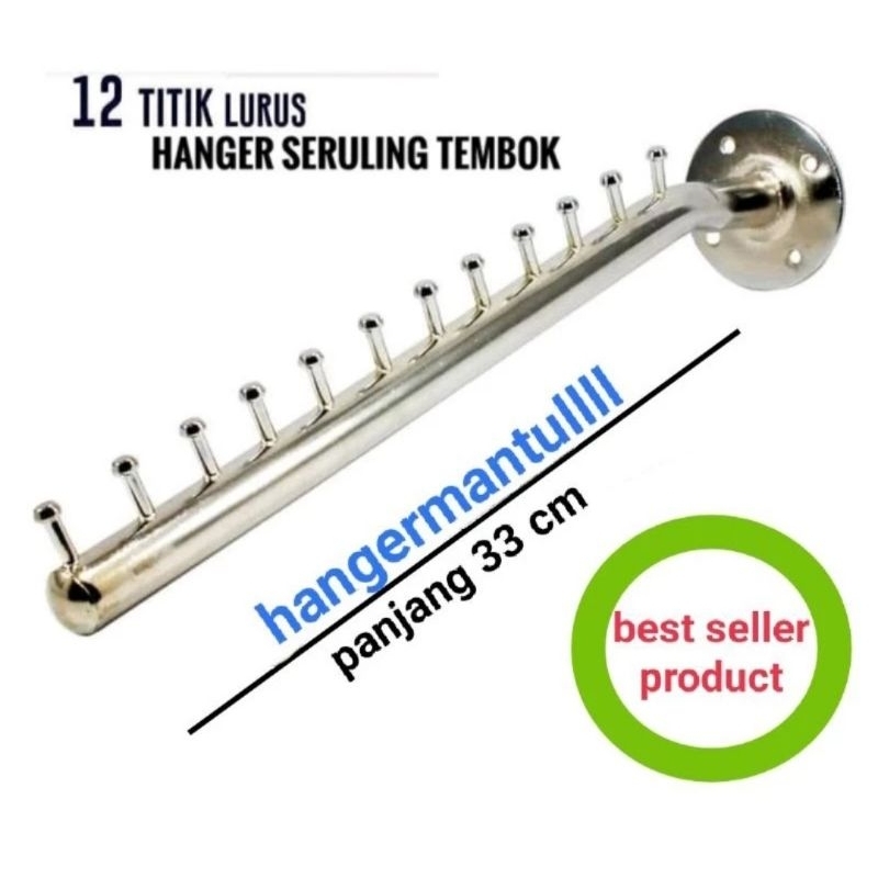 Hanger suling tembok 12 titik tekuk Gantungan baju Display toko