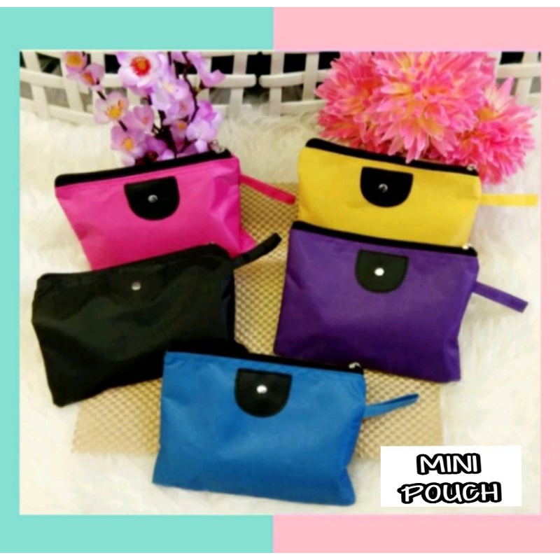 TAS MINI POUCH KOSMETIK TRAVELLING BAG POLOS WARNA-WARNI SIMPLE DOMPET - AKSESORIS PERALATAN PERLENG