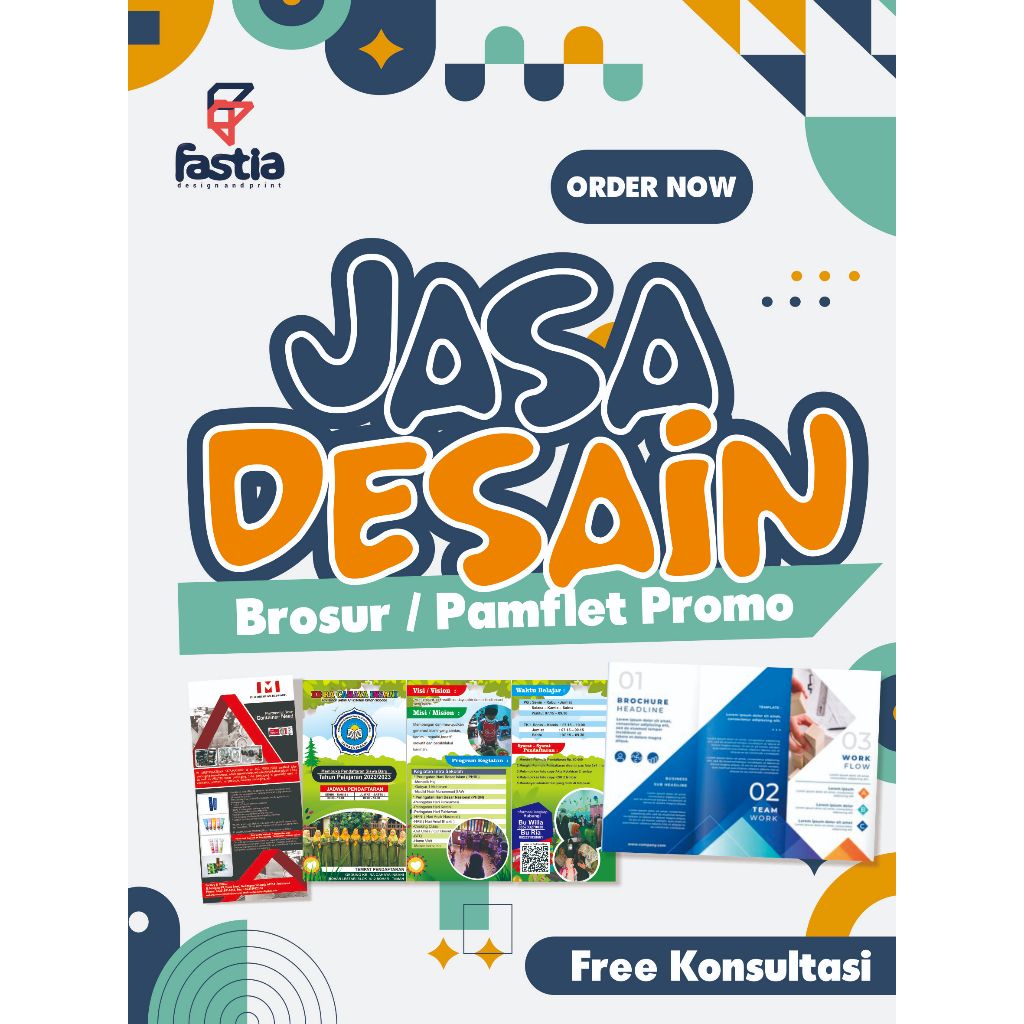 Jasa Desain Brosur Promosi Produk Online Makanan Minuman UMKM Sekolah, Perusahaan Custom Desain