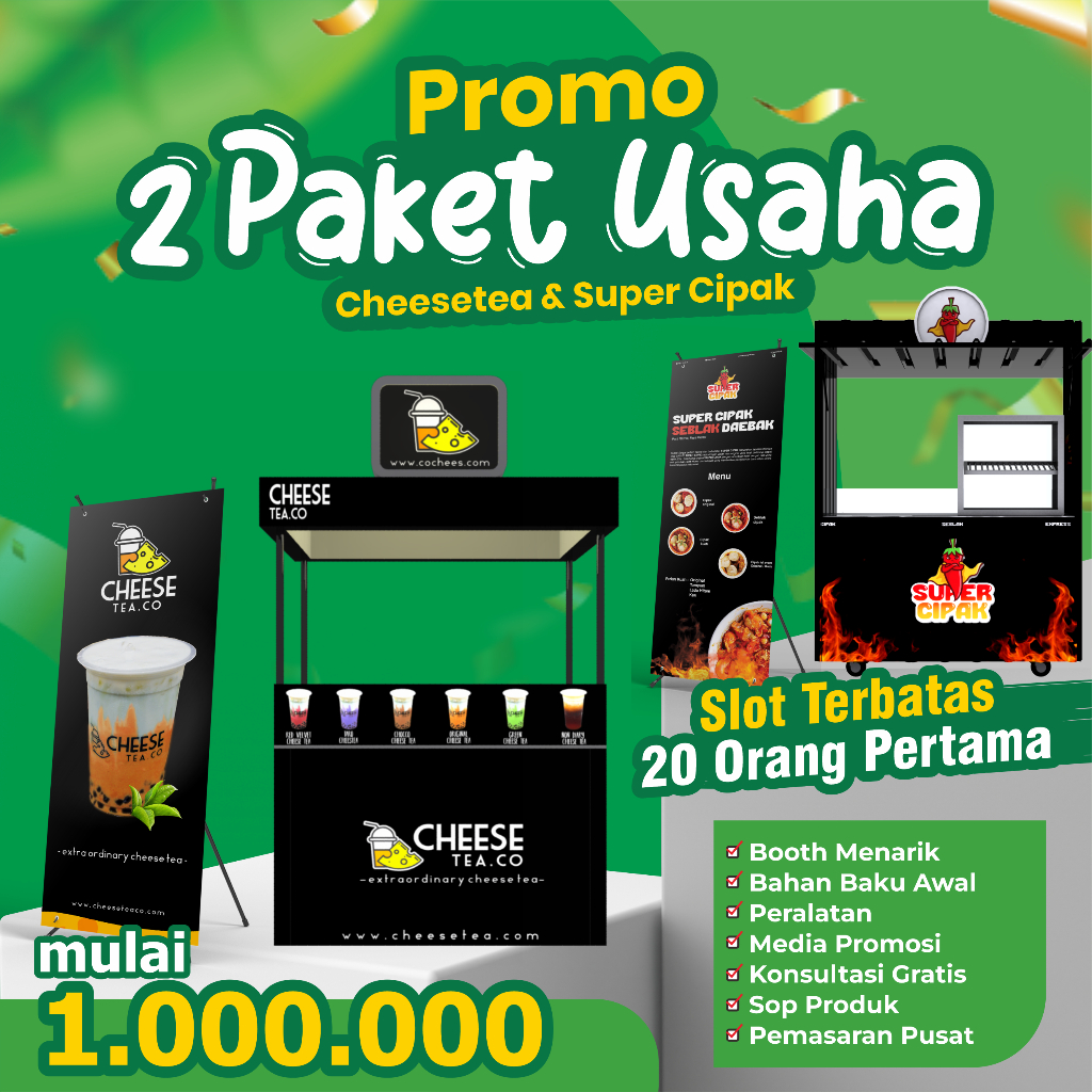 Paket Usaha Franchise CHEESE TEA & SUPER CIPAK Anti Rugi