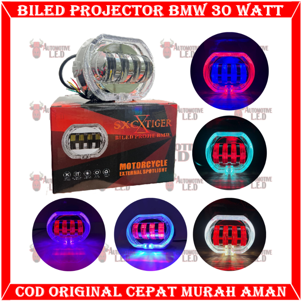 ORIGINAL LAMPU BILED DAYMAKER 4 LENSA SHROUD BMW 8D LAMPU TEMBAK CUT OFF BILED 4 MATA BRAND SXC