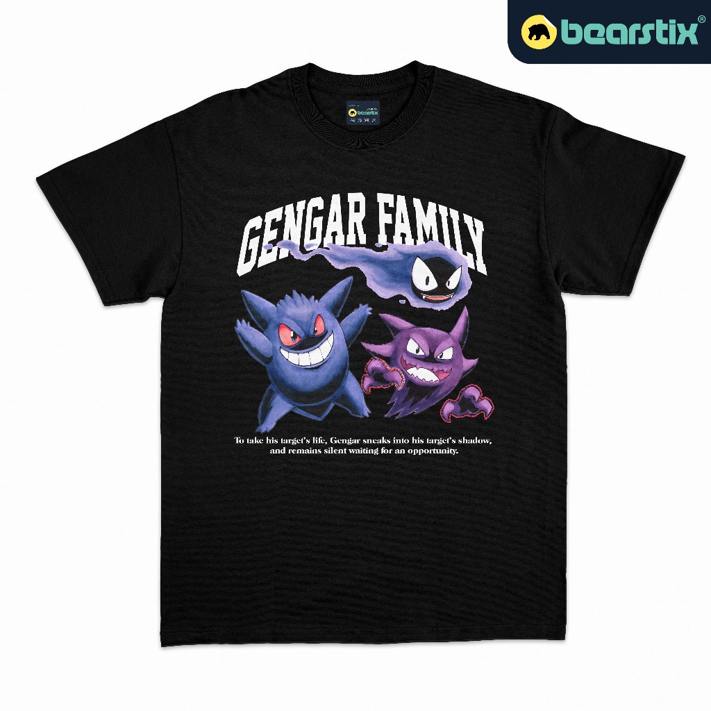 BEARSTIX - Tshirt Gengar Family - Kaos Gengar Transformation - Baju Anime Streetwear - Tshirt Unisex