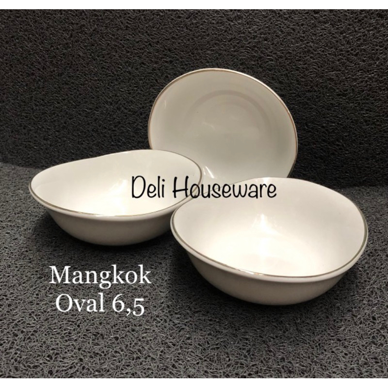 Mangkok Oval Keramik / Mangkok 6,5 / Mangkok Keramik LissMass Putih