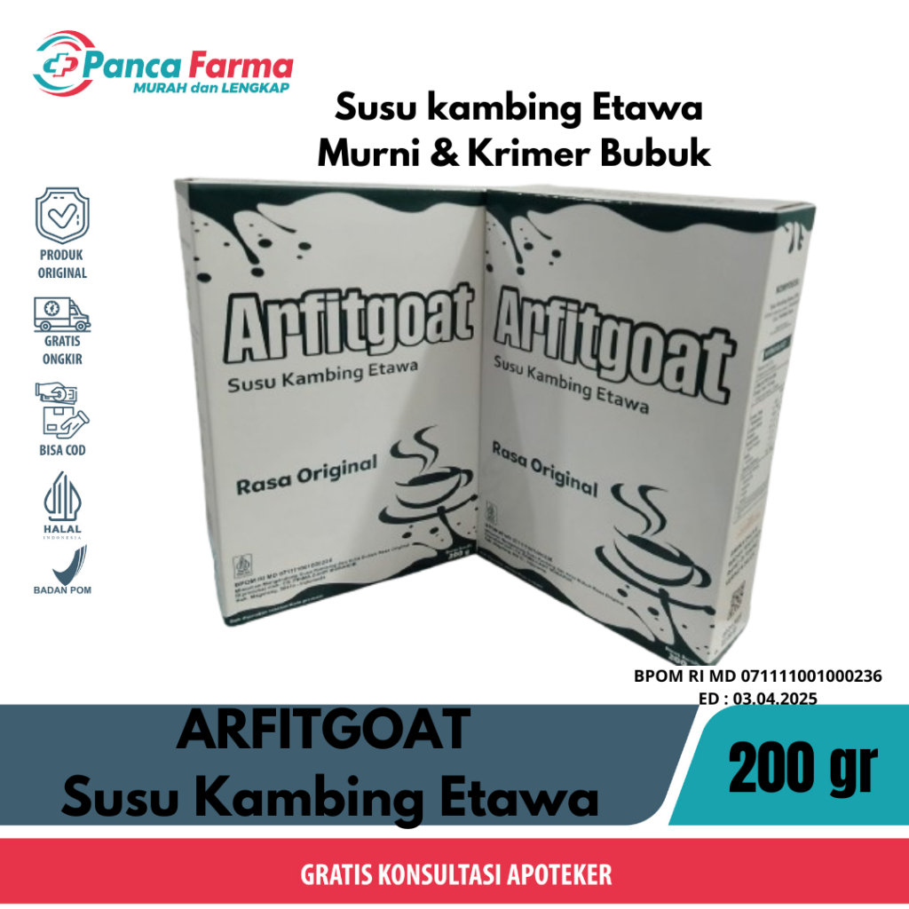 

ARFITGOAT | Susu Kambing Etawa Murni & Krimer Bubuk - Rasa Original - 200 gr - ORIGINAL BPOM HALAL