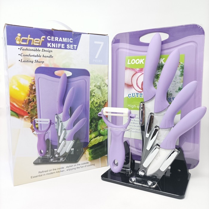 ICHEF CERAMIC KNIFE 7 IN 1 PISAU DAPUR SET KERAMIK