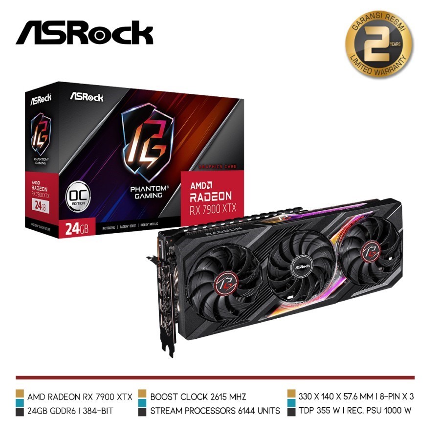 ASROCK AMD Radeon RX 7900 XTX Phantom Gaming 24GB OC - VGA Card