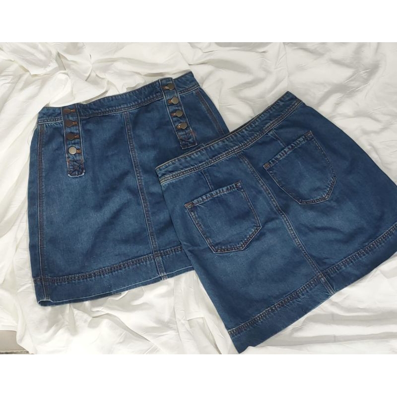 LOFT SALE DEFECT Skirt Denim Rok Jeans Mini Pendek Button