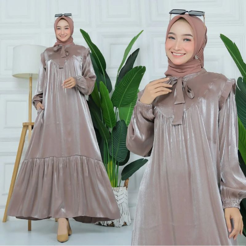 Gamis Inara Dress Wanita Bahan Shimmer Silk Premium