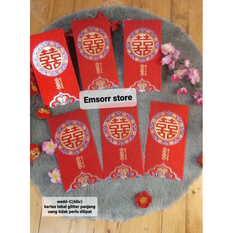 

(Emsorr) Angpao wedding/suangxi/sunghi/nikahan orang chinese/tionghua tebal dengan glitter mengkilap