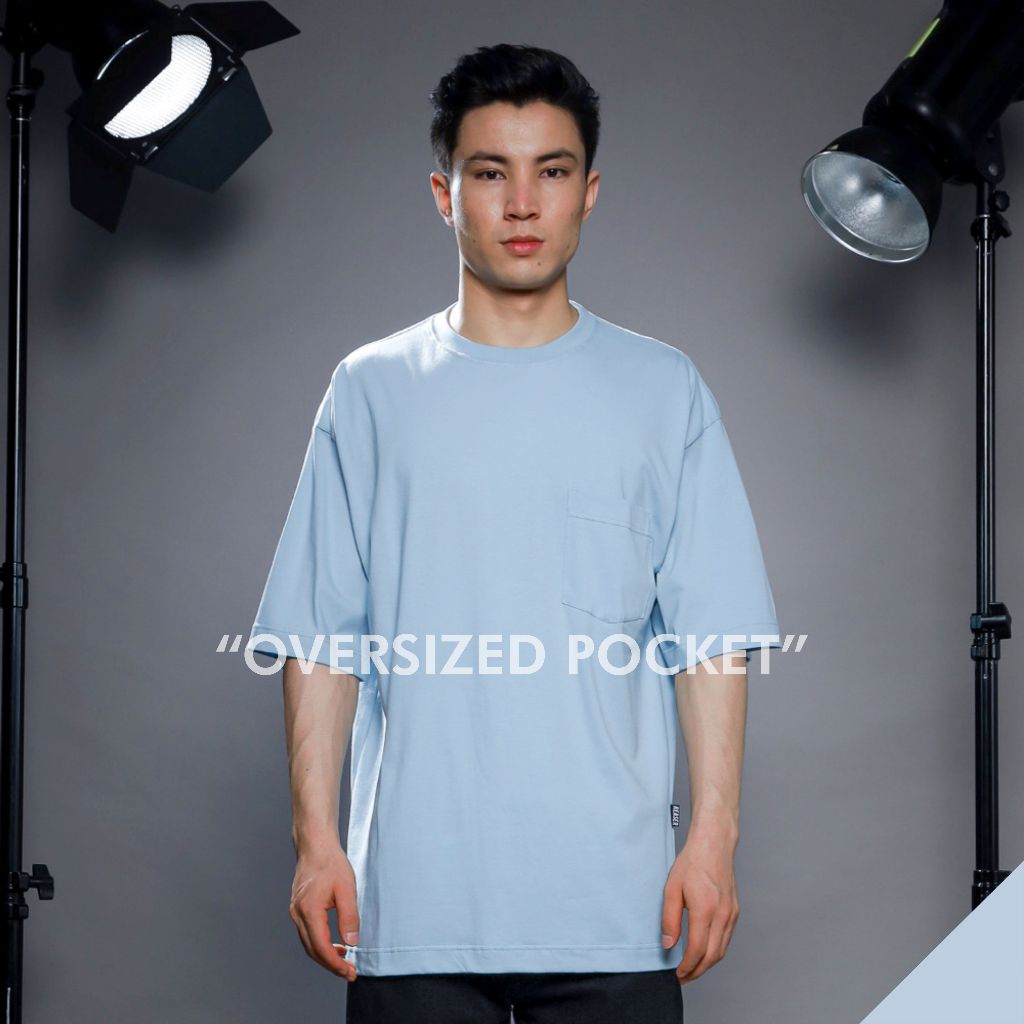 REASER Oversize Pocket Tees Kaos Polos Saku - Sky Blue