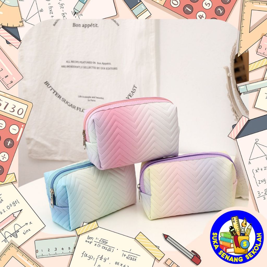 

Kotak Pensil Gradient / Makeup Travel Bag Kulit PU SK0095