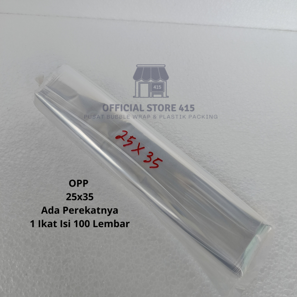

Plastik OPP Garmen Bening Berperekat Isi 100 Lembar 25x35 30x35 30x40