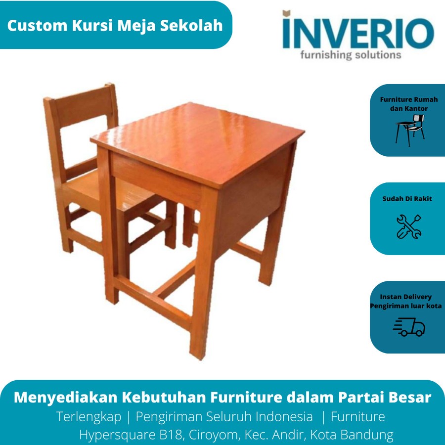 Custom Kursi Meja Sekolah Kayu Inverio