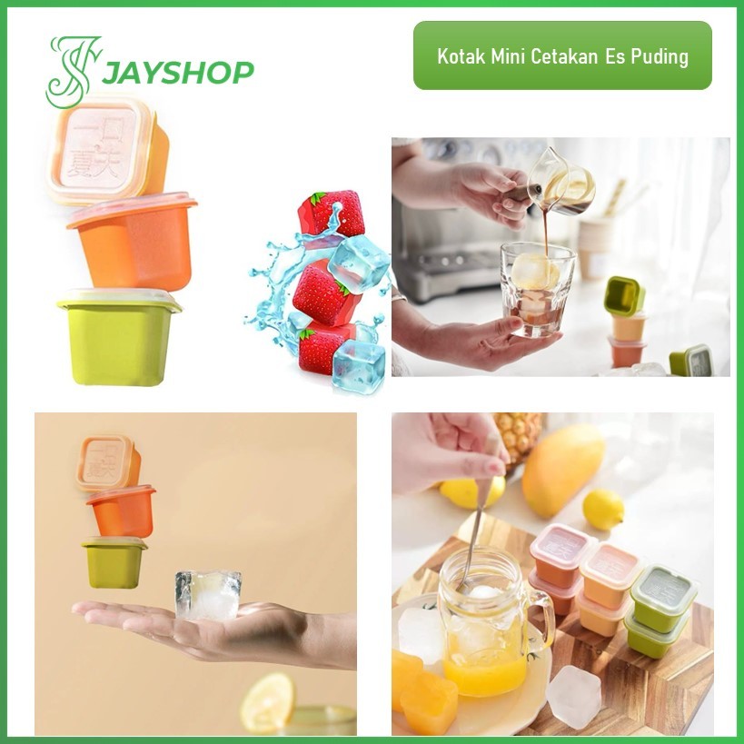 Kotak Mini Cetakan Es Batu Puding Jelly Kotak Kecil Cetakan Dengan Tutup Multifungsi