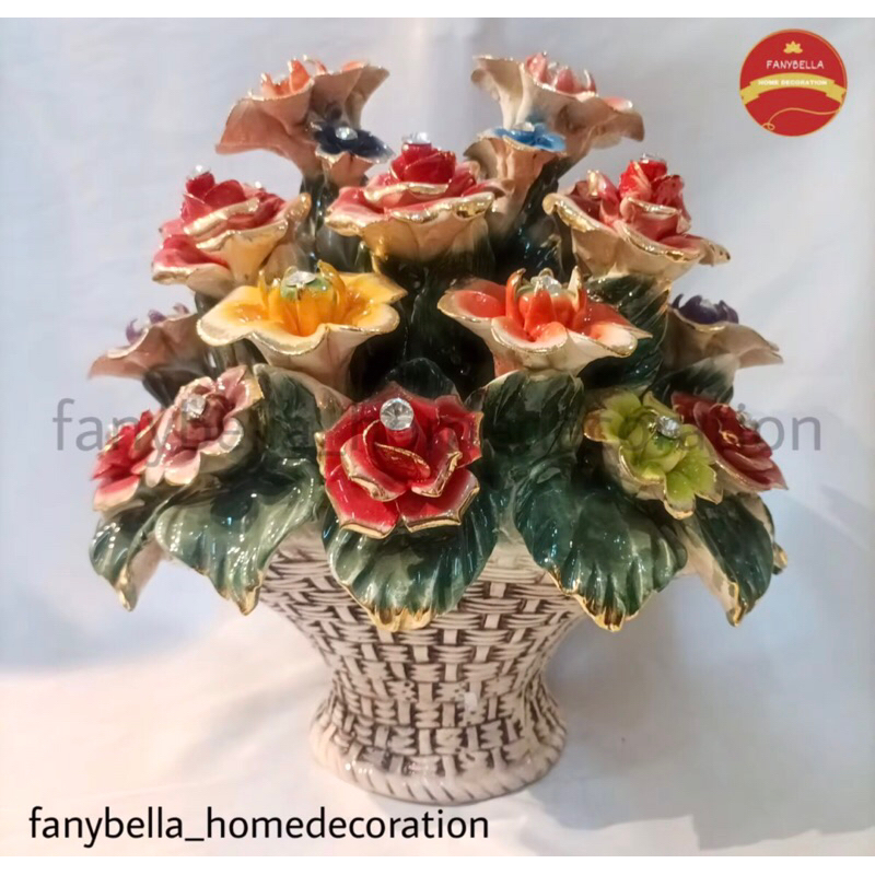 bunga capodimonte / bunga keramik / hiasan keramik / pajangan ruang tamu / dekorasi rumah / koleksi