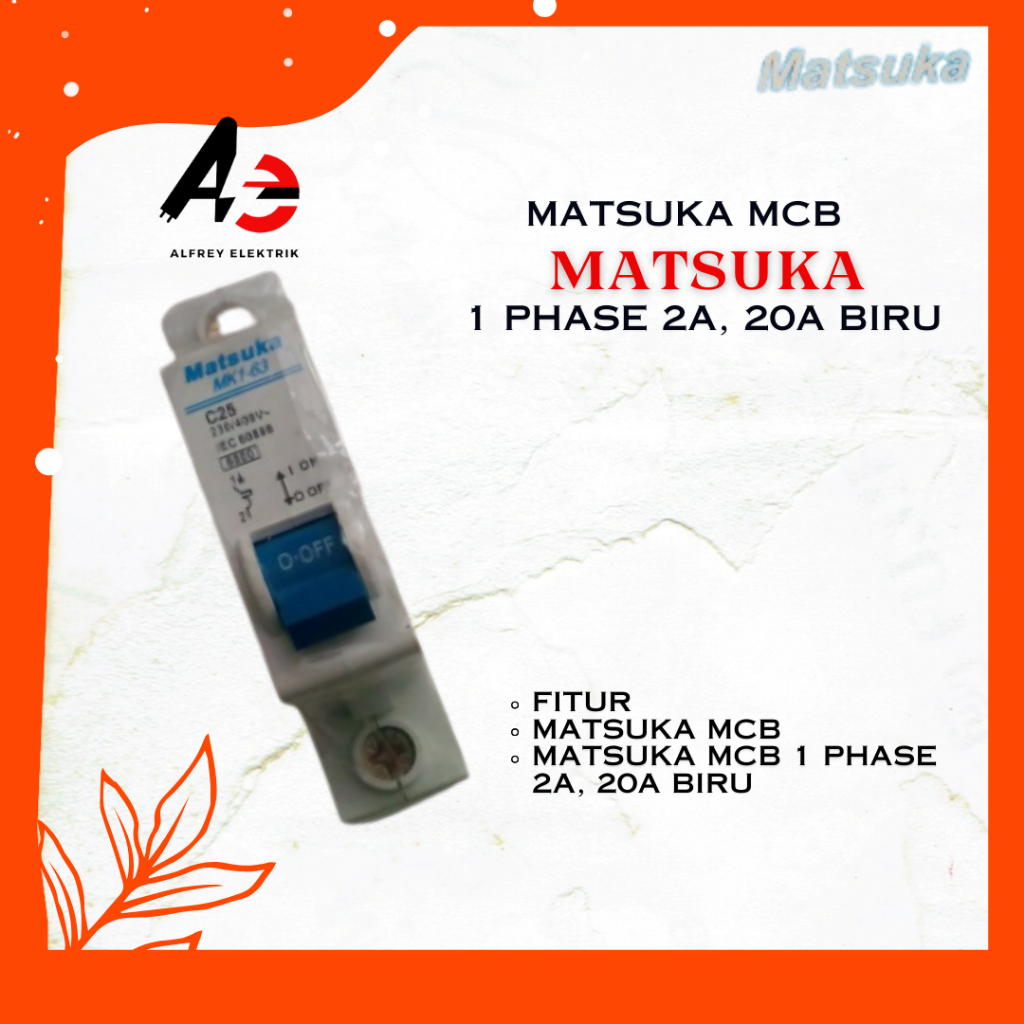 Matsuka MCB 1 Phase 2A, 20A Biru