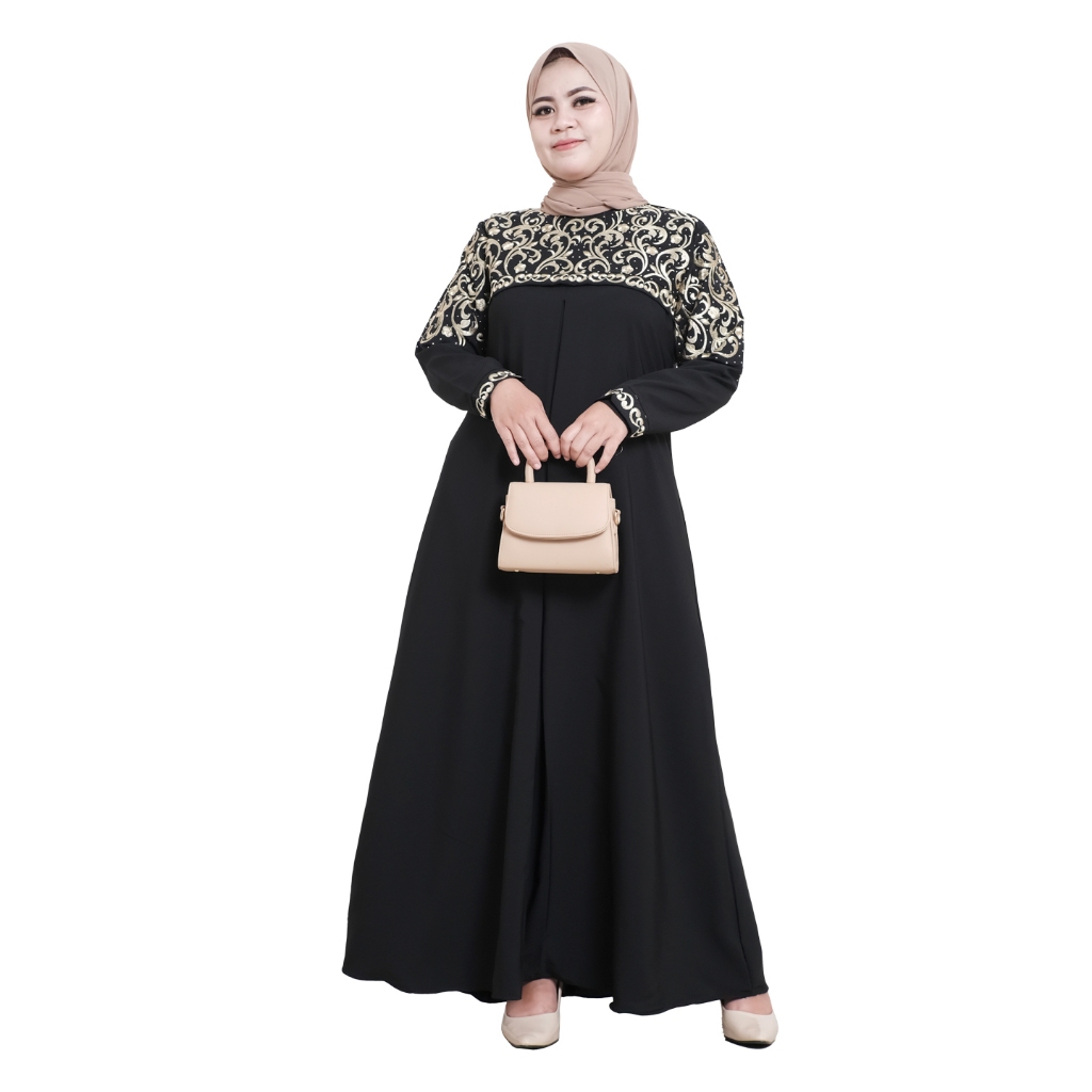 Abaya Fitri KC-456 Batik / Baju Dress / Gamis Abaya Turkey / Hitam Muslimah