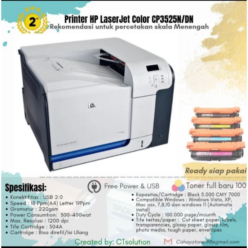 HP Laser Jet CP 3525 - Cetak Undangan Kartu Nama Brosur Stiker