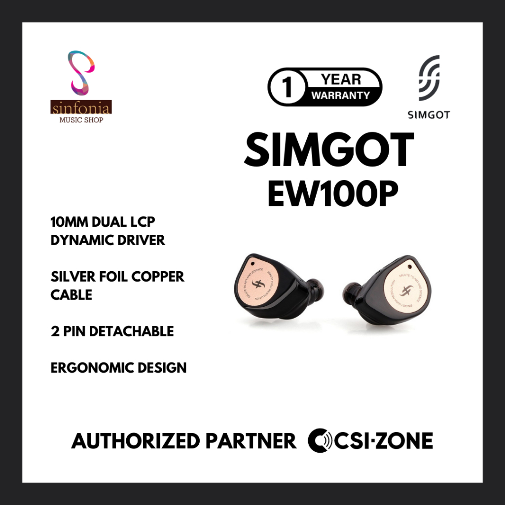 SIMGOT EW100P 10MM Dual-LCP Dynamic Driver In Ear Earphone