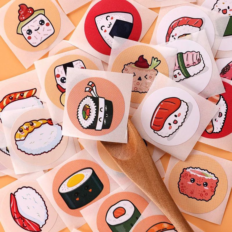 

50 Pcs / 500 Pcs - Stiker Deco Motif Sushi Food Stiker Hias