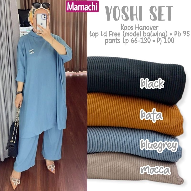 YOSHI SET/ SETELAN WANITA JUMBO ORI MAMACHI BTC SOLO/ SETELAN WANITA TERBARU