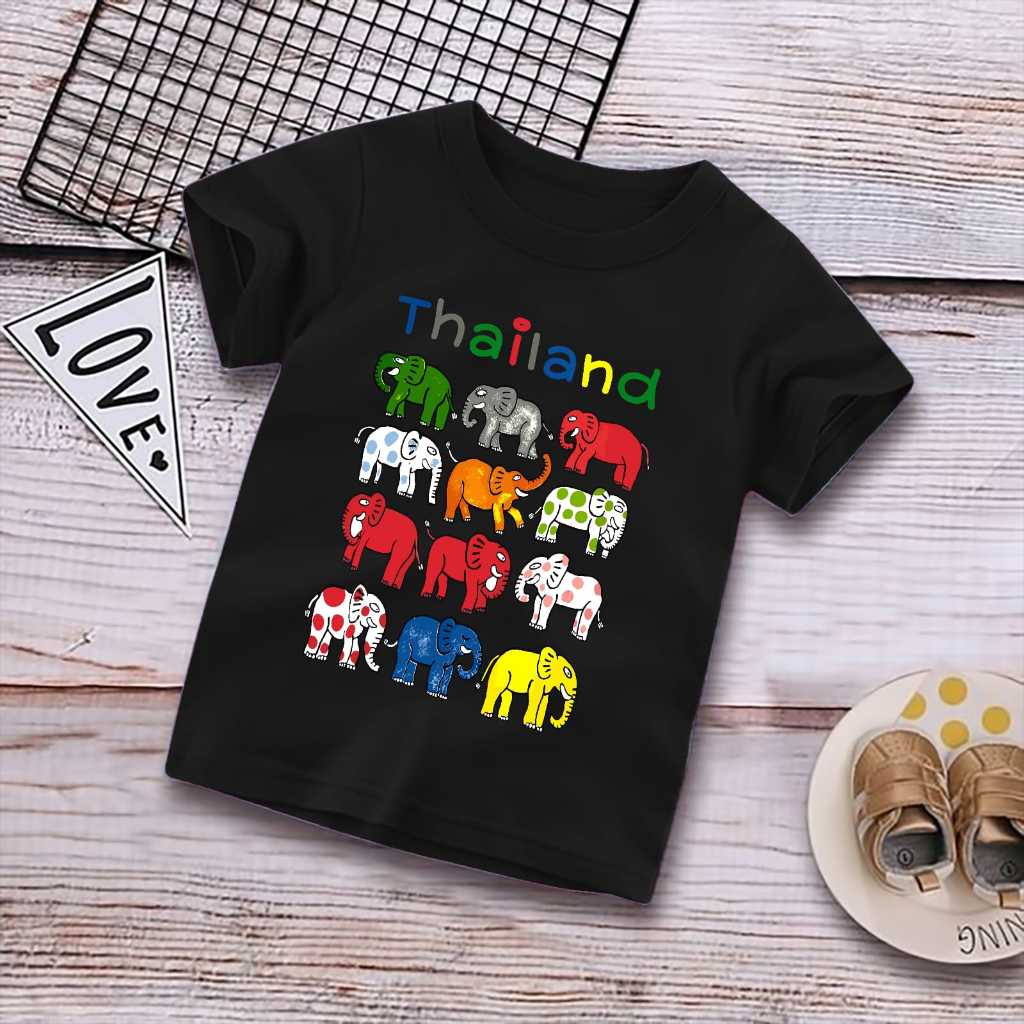 Asher Kids - Kaos Atasan Anak Perempuan Laki-Laki Baju Anak Cowok Cewek Warna Motif Gajah Thailand U
