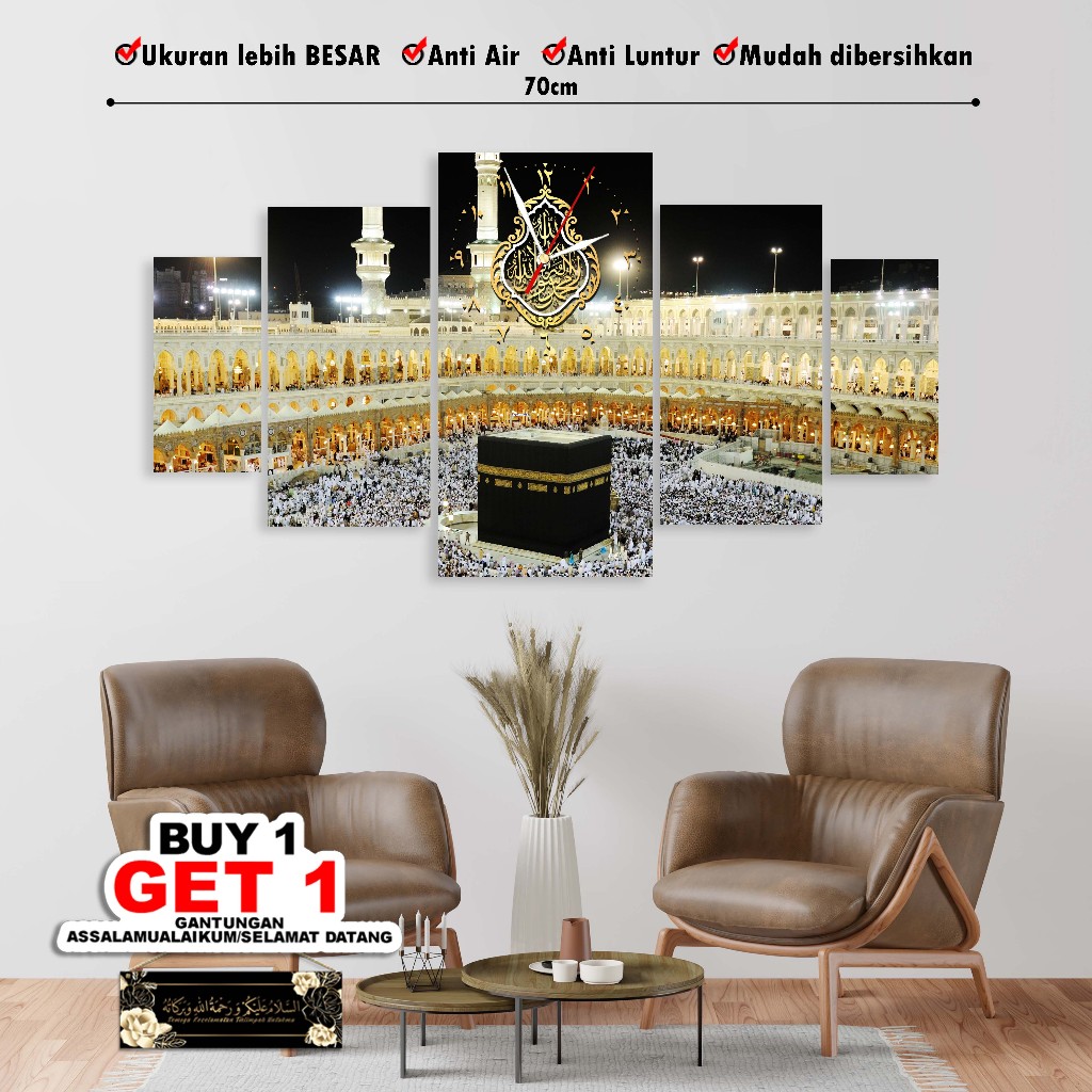 Jam Dinding Ka'bah Hiasan Dinding Kabah Masjidil Haram Ukuran besar