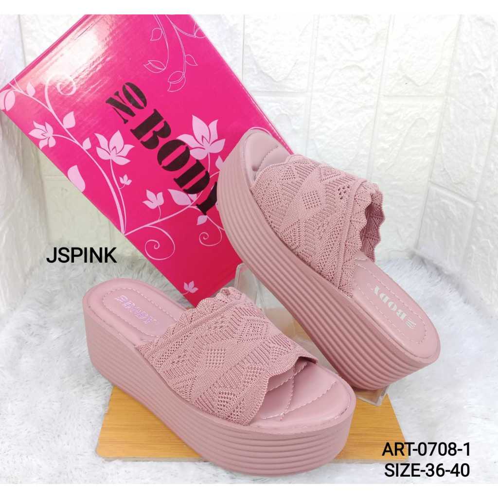 SANDAL WEDGES IMPORT WANITA NOBODY 0708-001