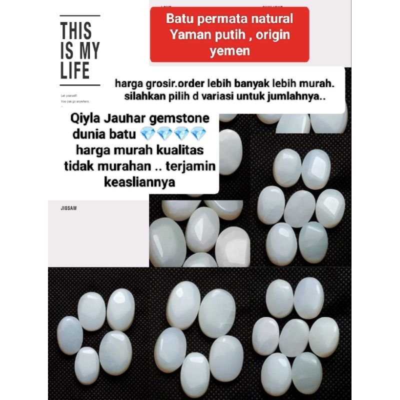 batu permata asli natural Yaman putih termurah harga grosir