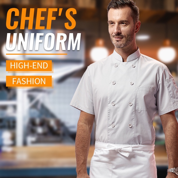 PPNN8734 7.7 Baju Chef pria baju koki chef baju chef wanita baju kitchen chef pria wanita kaos chef 