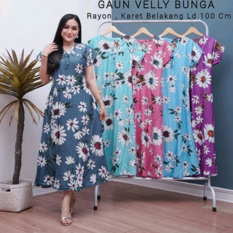 Daster remaja kekinian/ Gaun veli motif / MIDI dres kekinian terbaru
