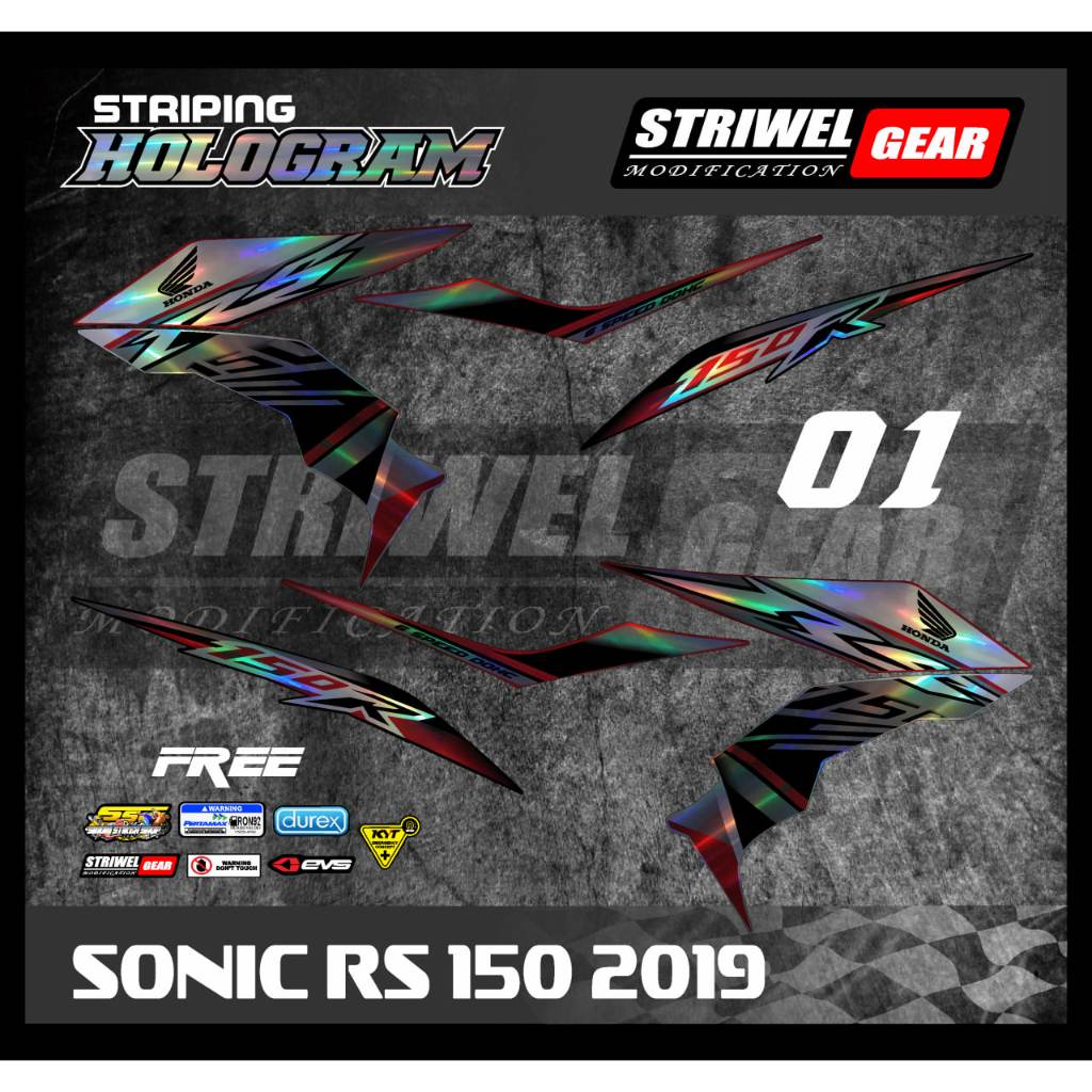 Sonic150 Stiker List Striping Variasi Motif Ori Hologram Honda Sonic RS 150 2019/Sonic 150RS Tahun 2