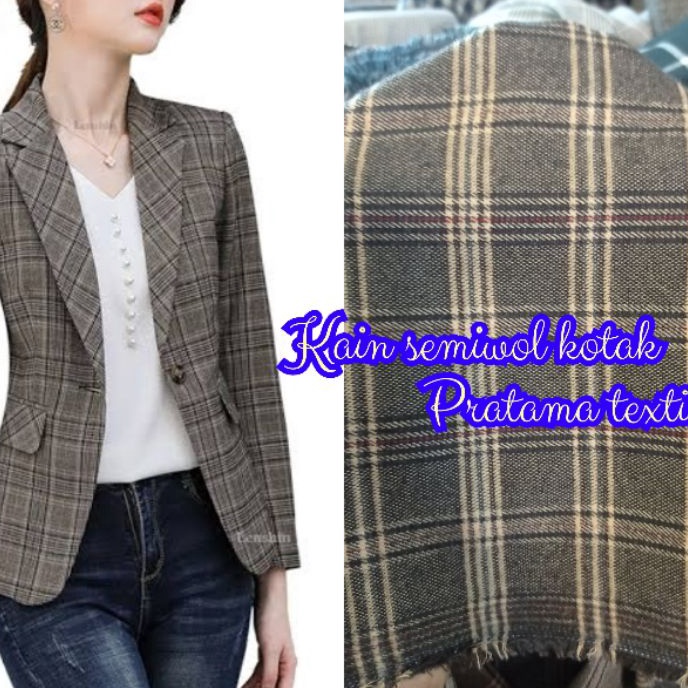 Star Seller, Kain blazer motif_Bahan kain blazer semiwool import motif terbaru.