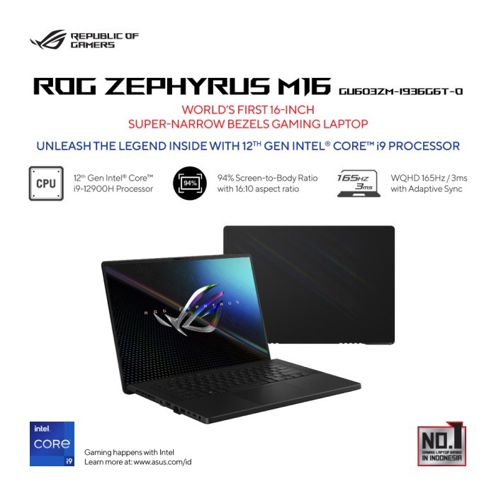 ASUS ROG Zephyrus M16 GU603ZM I9-12900H 16GB 1TB RTX3060 165Hz OHS W11