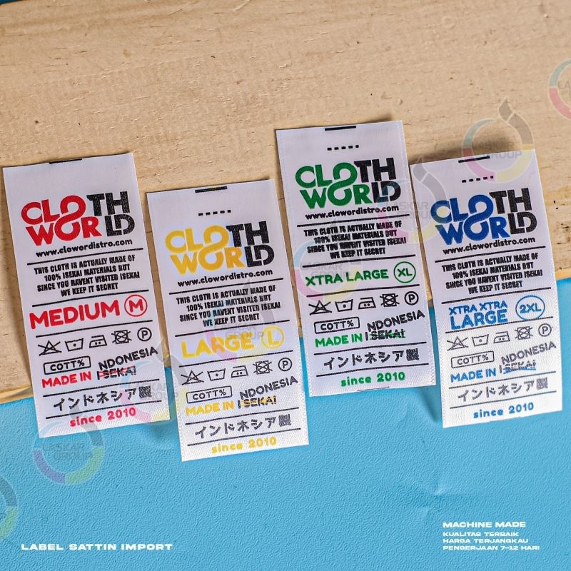 

label satin import rajut sisi cetak print 2 warna/ label costum
