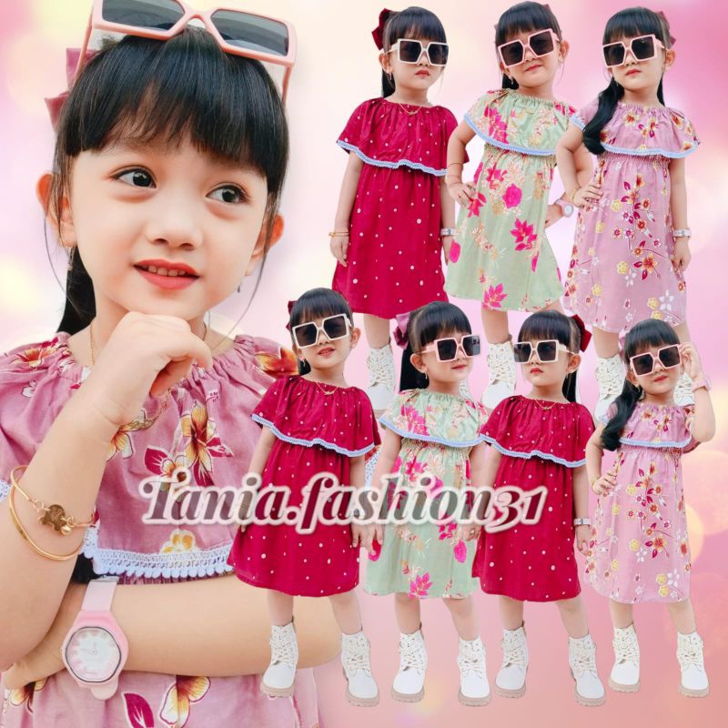 Daster Renda Anak 2-4tahun Dres Sabrina perempuan Terbaru